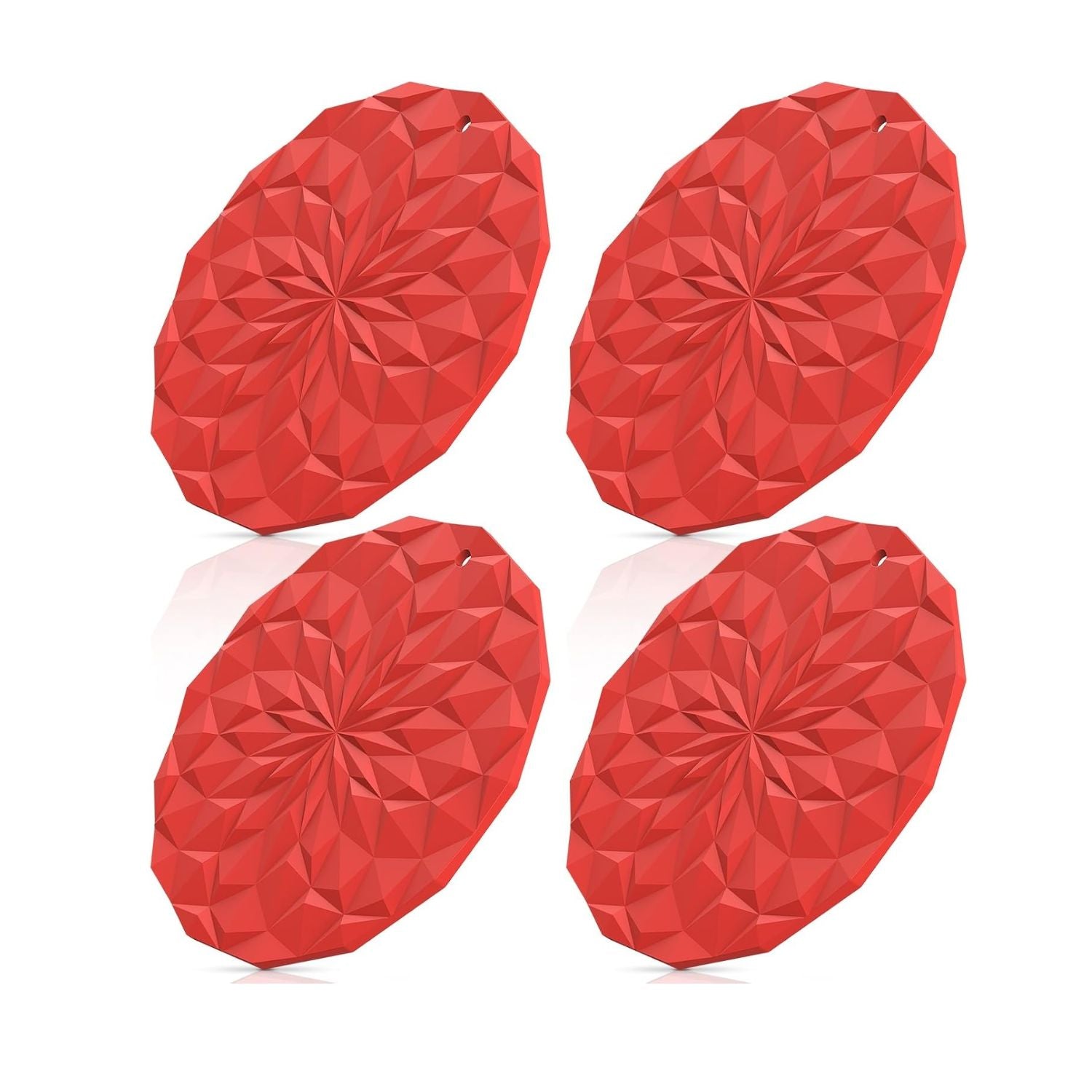 Pack of 4 Silicone Trivet Mats 7.4 Inch Heat Resistant Pot Holders