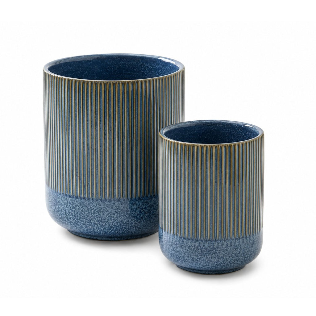 Ceramic Utensil Holder Set for Kitchen Counter Fluted Crock Organizers