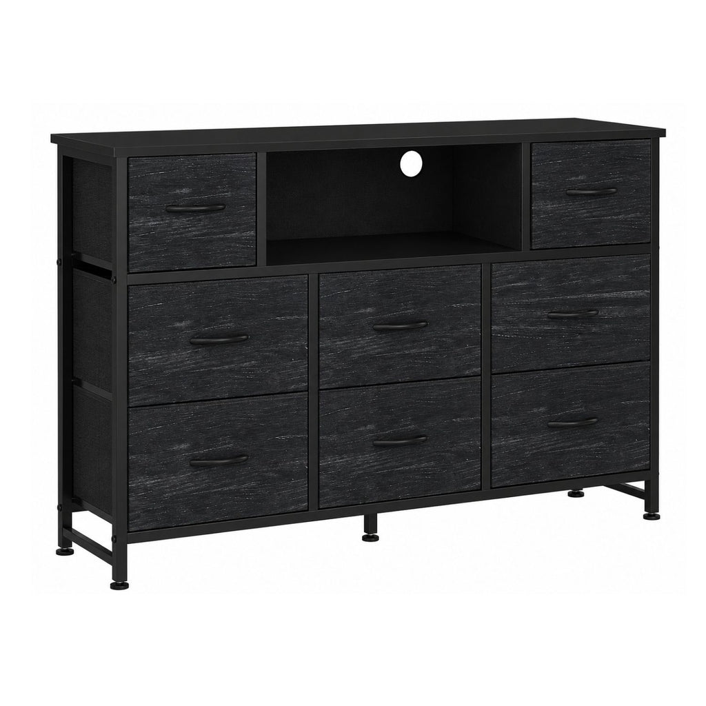 47 Inch TV Stand with 8 Fabric Drawers Power Outlet TV Console for 32-45 Inch TVs
