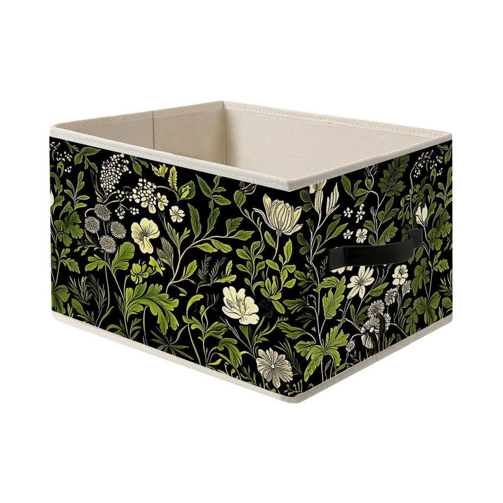 Foldable Storage Bin Box with Handles Vine Floral Organizer Basket