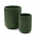Ceramic Utensil Holder Set for Kitchen Counter Fluted Crock Organizers