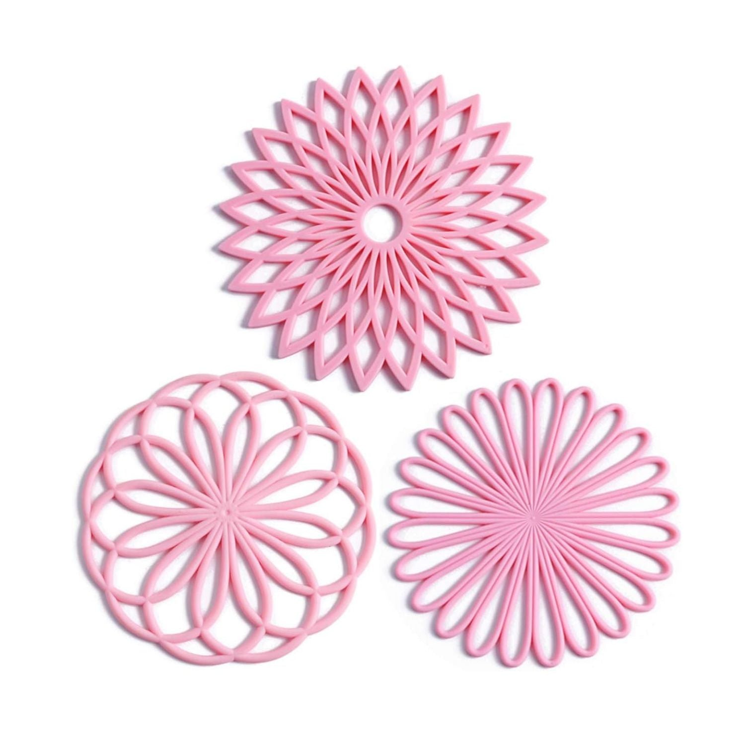 Pack of 3 Silicone Trivet Mats Non-Slip Heat Resistant Hot Pads