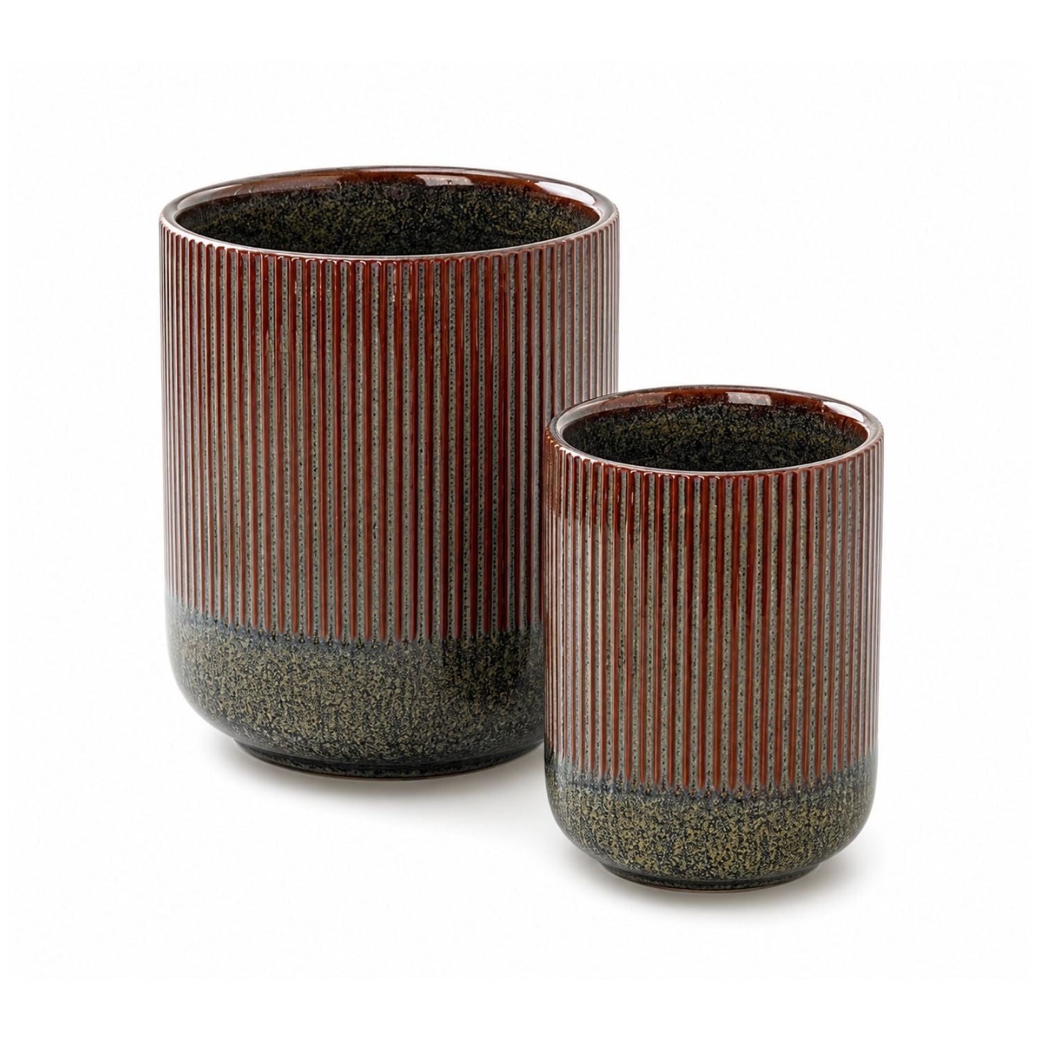 Ceramic Utensil Holder Set for Kitchen Counter Fluted Crock Organizers