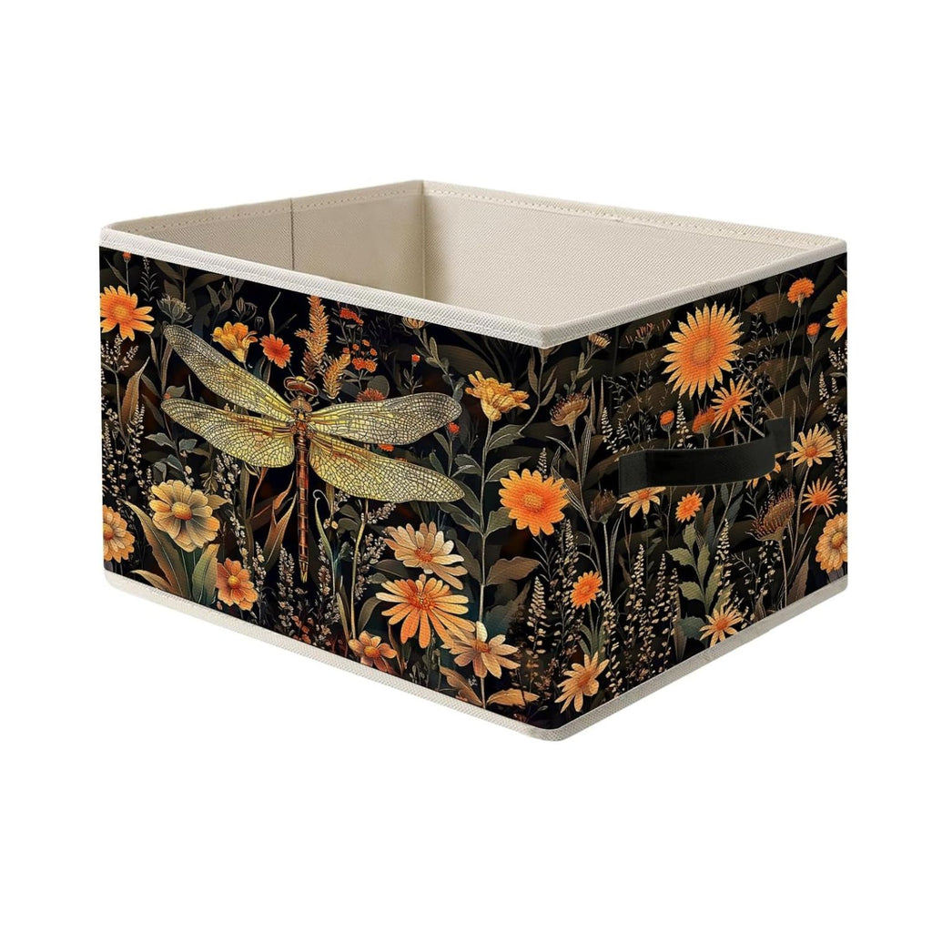 Foldable Storage Bin Box with Handles Vine Floral Organizer Basket