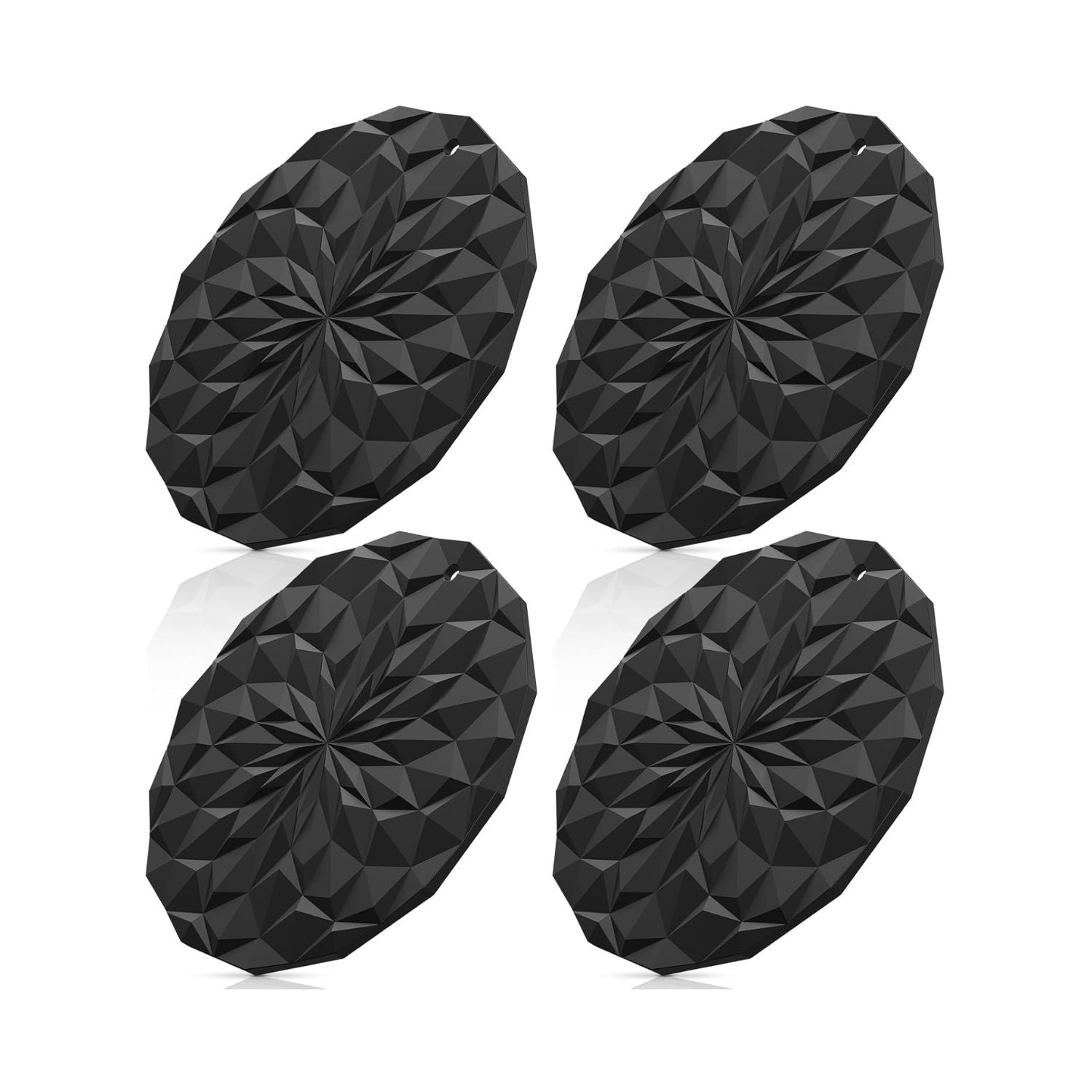 Pack of 4 Silicone Trivet Mats 7.4 Inch Heat Resistant Pot Holders