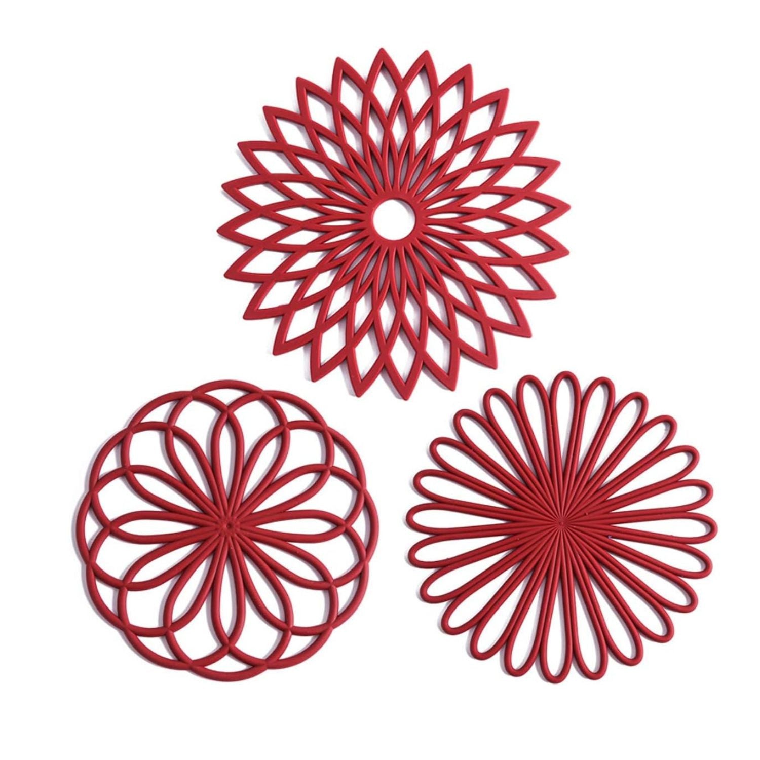 Pack of 3 Silicone Trivet Mats Non-Slip Heat Resistant Hot Pads