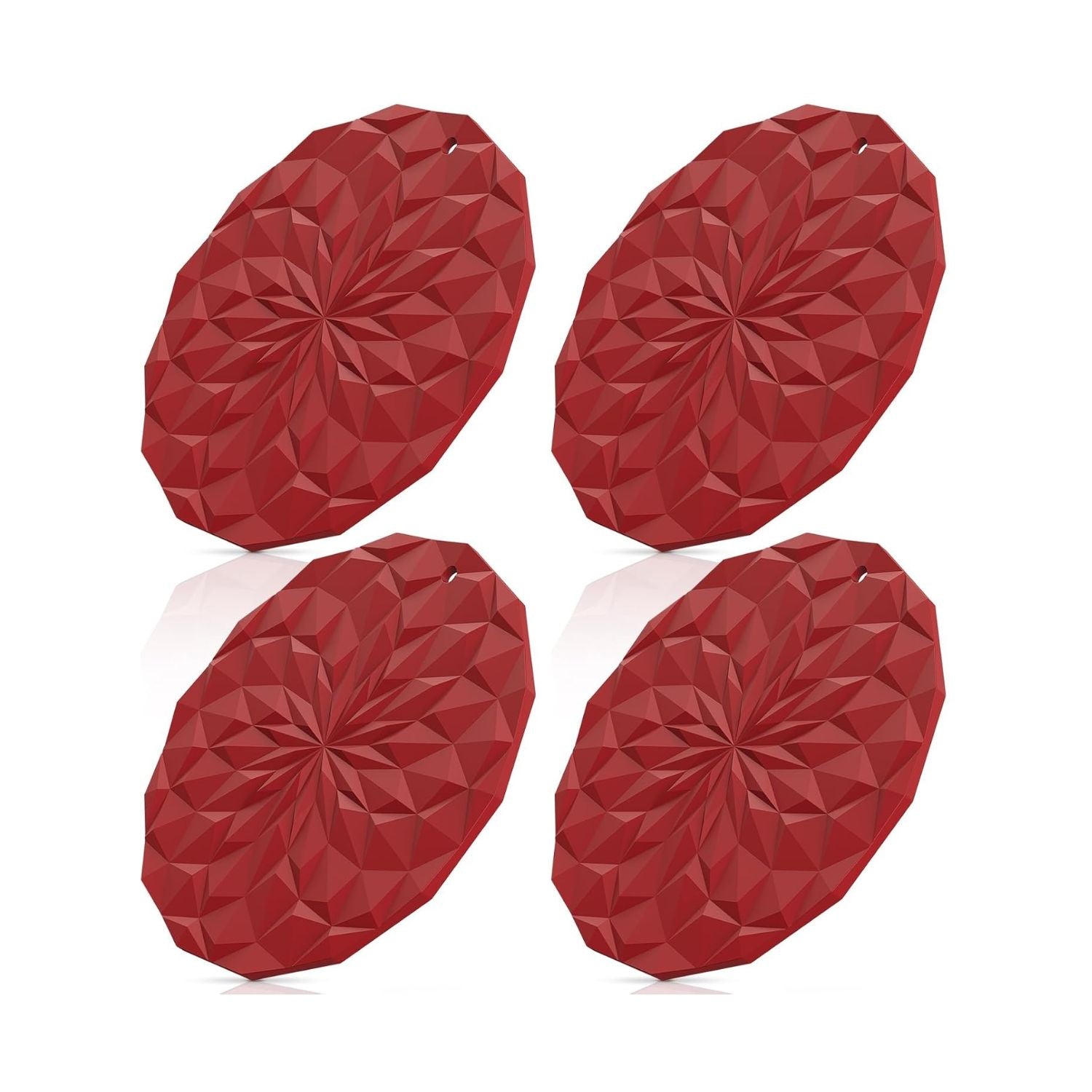 Pack of 4 Silicone Trivet Mats 7.4 Inch Heat Resistant Pot Holders