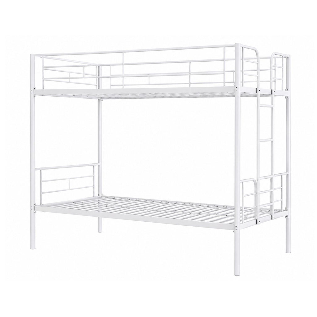 Heavy Duty Twin Over Twin Metal Bunk Bed Frame with Ladder