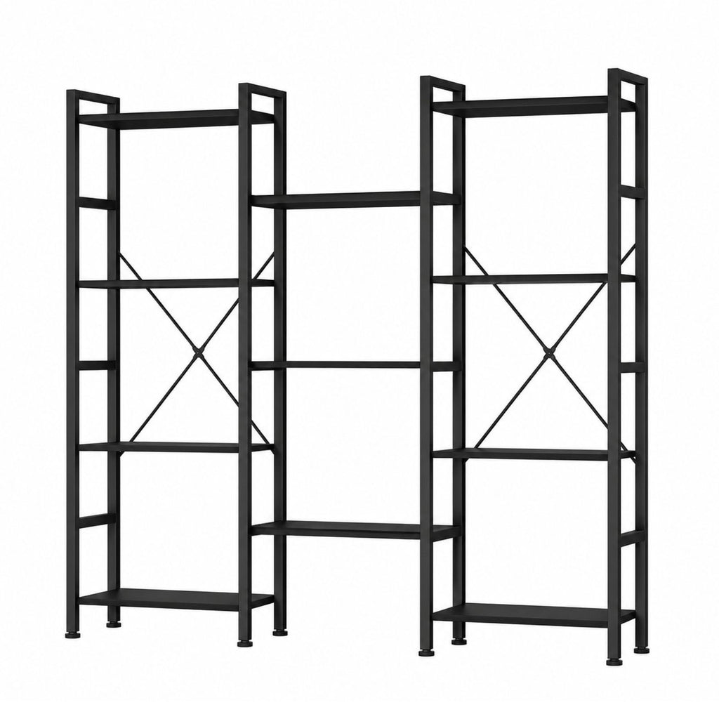 Triple 4Tier Modern Bookshelf with 11 Open Shelves Convertible Storage Display Organizer