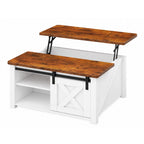 Wooden Lift Top Coffee Table Farmhouse Living Room Center Table with Hidden Storage Compartment