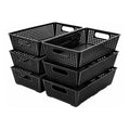 Pack of 6 Stackable Woven Plastic Storage Baskets Pantry Organizer Bins