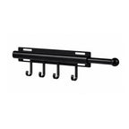Pull Out Closet Valet Rod with 4 Hooks Black Space-Saving Organizer 12 Inch