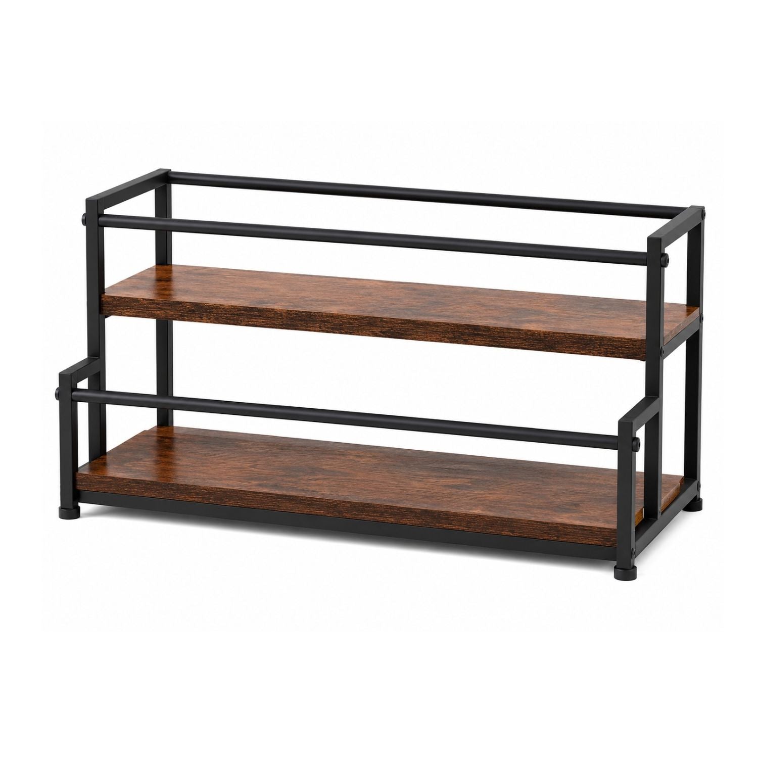 Coffee Syrup Rack Organizer Metal Bottle Holder Rustic Countertop Display Shelf