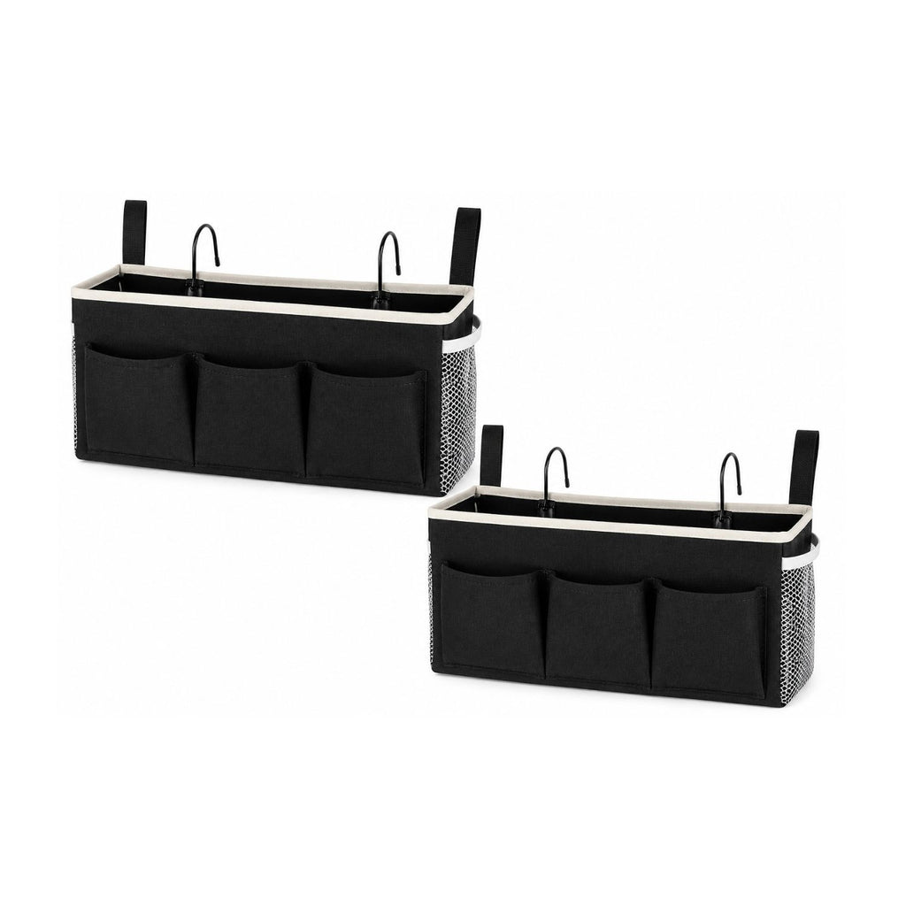 Pack of 2 Bedside Caddy Organizer with Water Bottle Holder and Fixed Straps