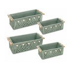Pack of 4 Macrame Storage Baskets with Wood Handles