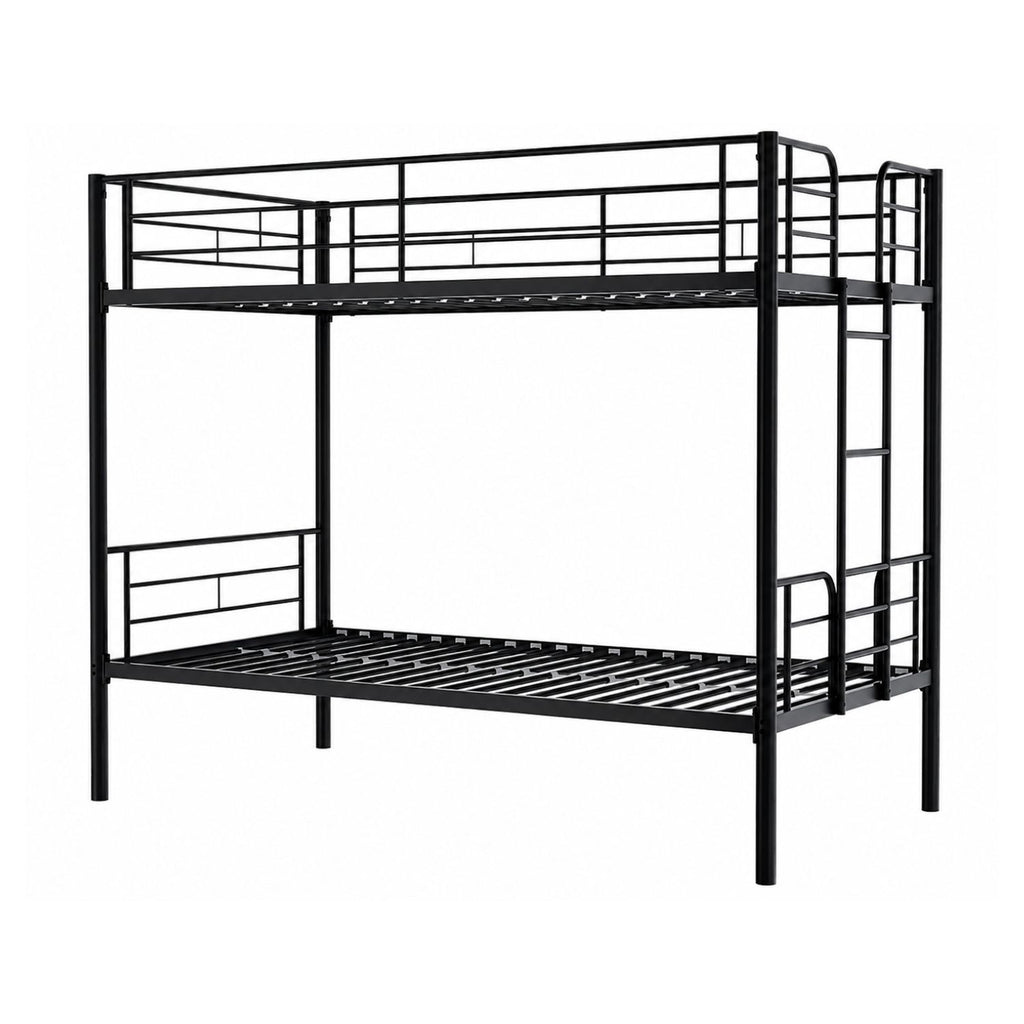 Heavy Duty Twin Over Twin Metal Bunk Bed Frame with Ladder