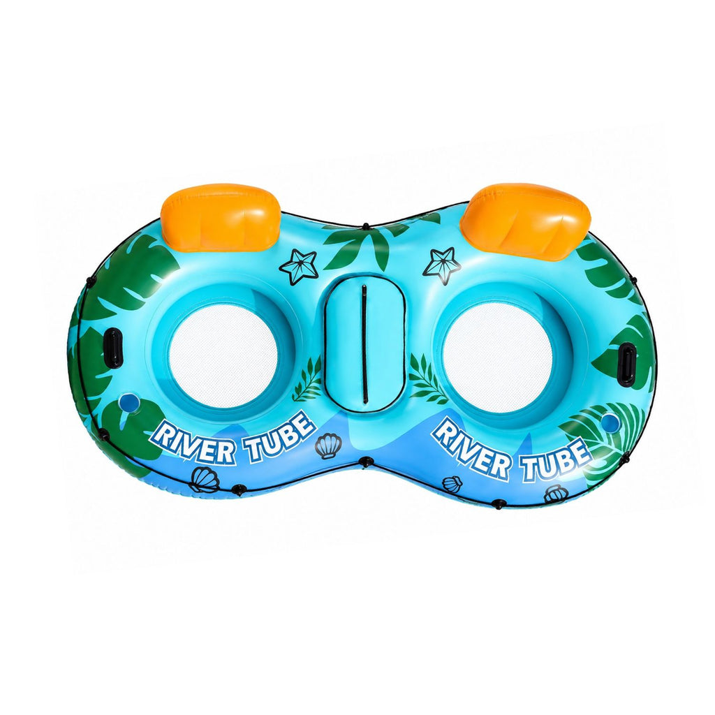 Inflatable River Float with Removable Cooler 2 Cup Holders and Comfortable Backrests