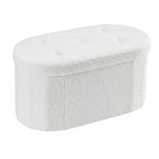 Foldable Storage Ottoman Bench Teddy Fabric Upholstered End of Bed Footstool with Hidden Storage
