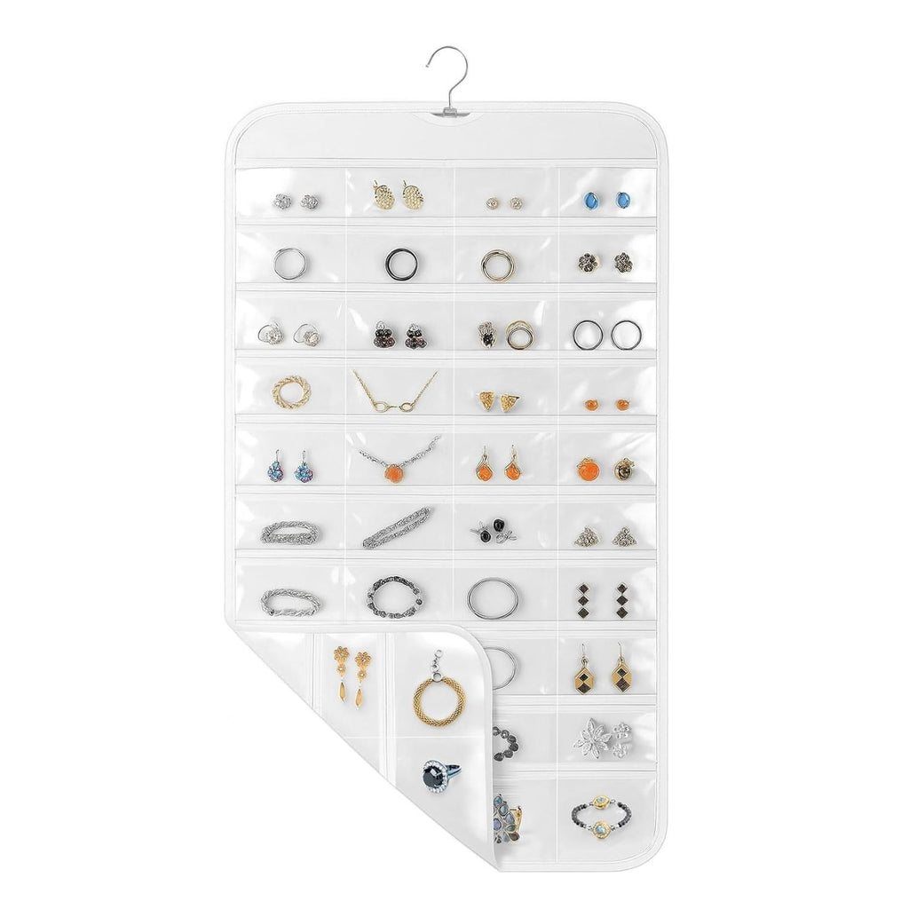 Hanging Jewelry Organizer with 80 Clear Pockets