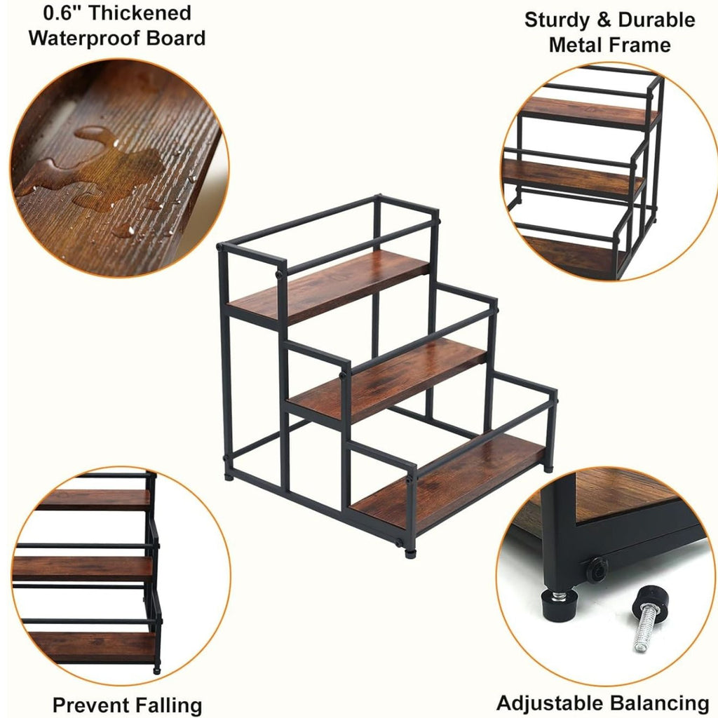 Coffee Syrup Rack Organizer Metal Bottle Holder Rustic Countertop Display Shelf