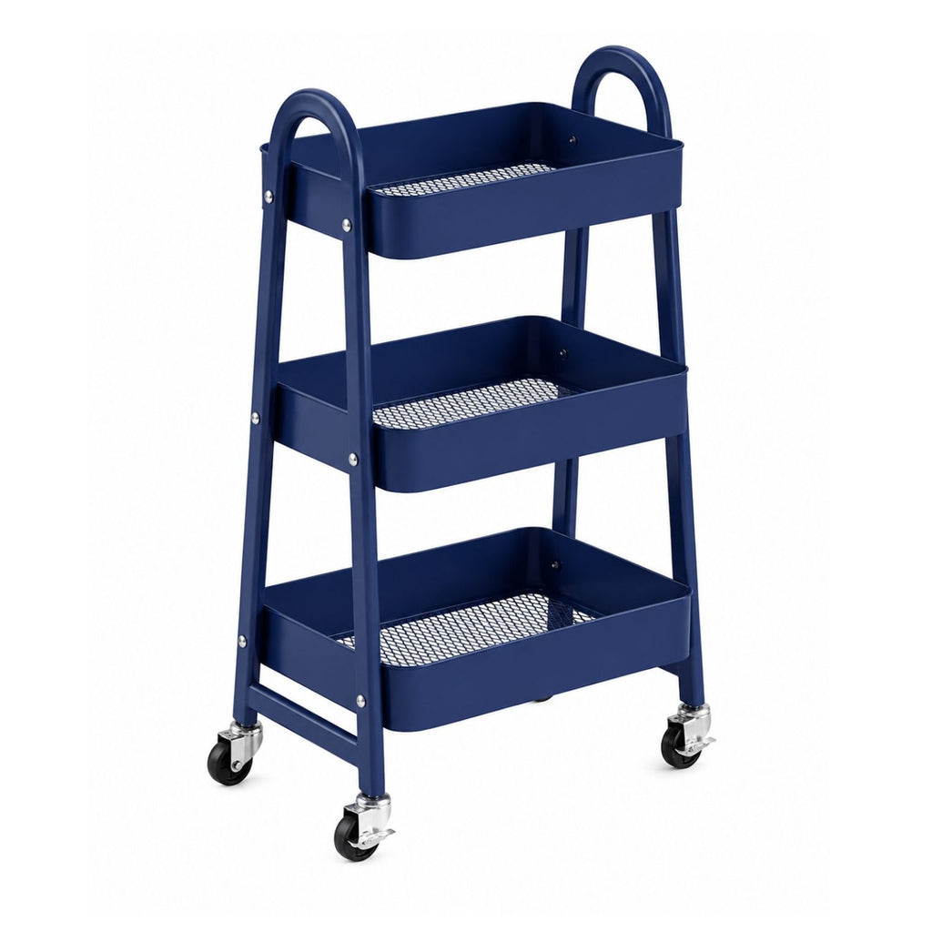 3Tier Small Rolling Metal Storage Organizer Mobile Utility Cart