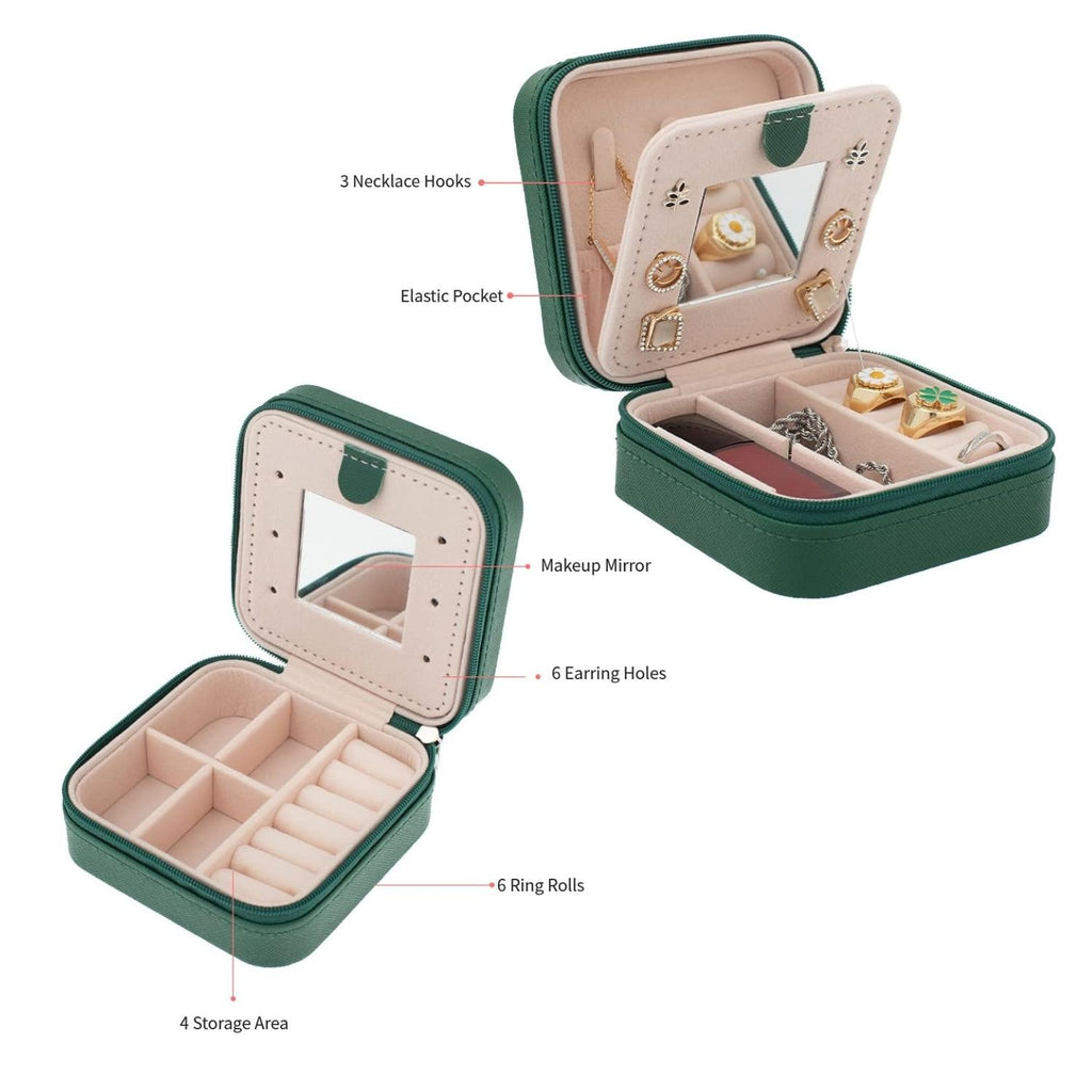 Travel Jewelry Organizer Case with Mirror Portable Jewelry Box