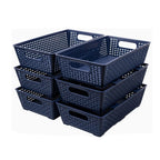 Pack of 6 Stackable Woven Plastic Storage Baskets Pantry Organizer Bins