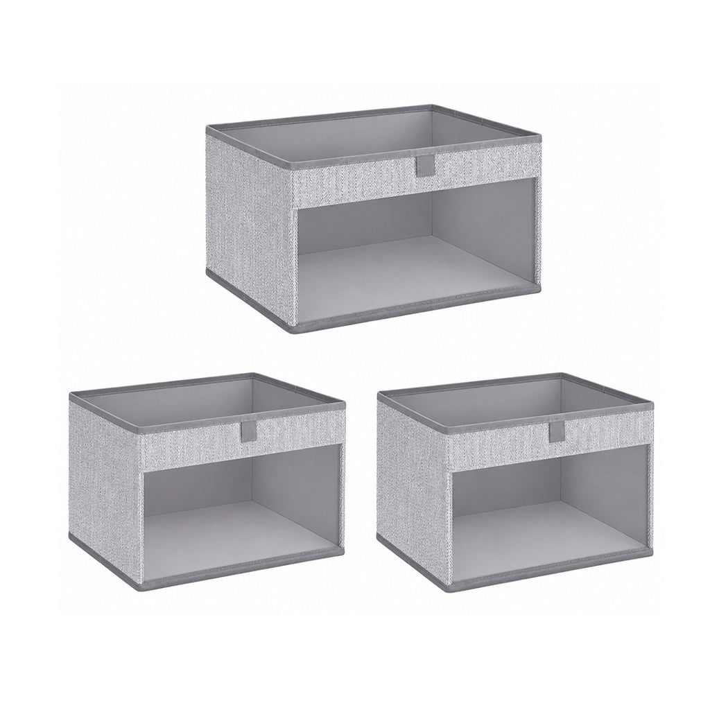 Pack of 3 Large Closet Storage Bins with Clear Window and Handles