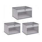 Pack of 3 Large Closet Storage Bins with Clear Window and Handles
