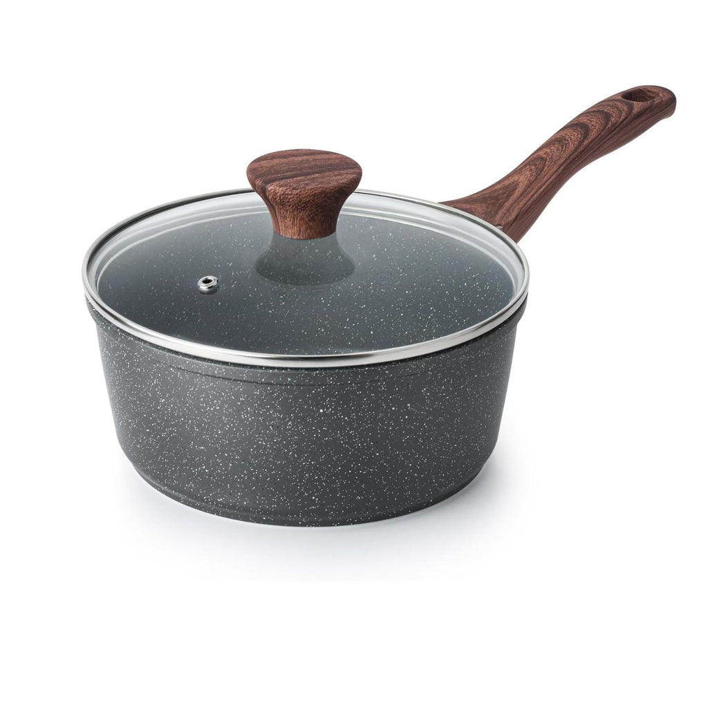 1.5 Qt Nonstick Saucepan with Lid Induction Compatible Small Cooking Pot