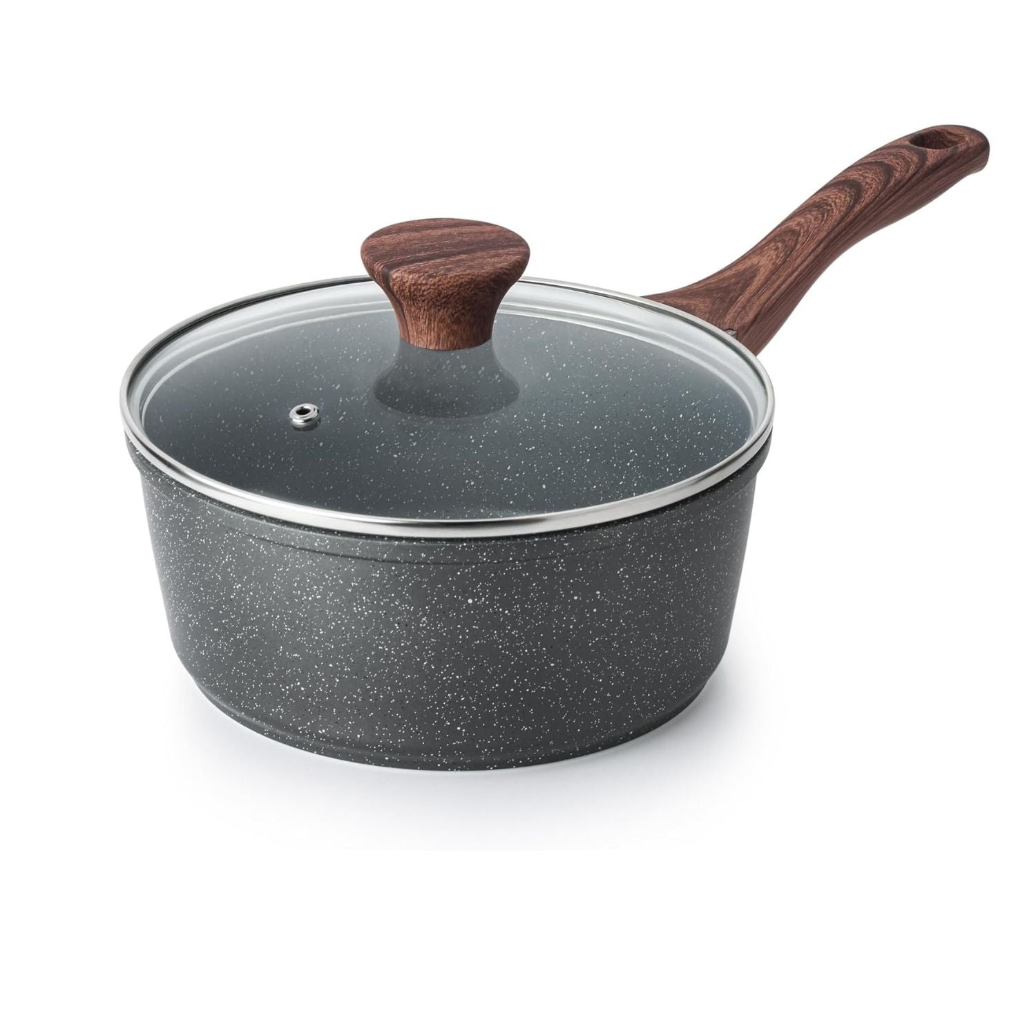1.5 Qt Nonstick Saucepan with Lid Induction Compatible Small Cooking Pot
