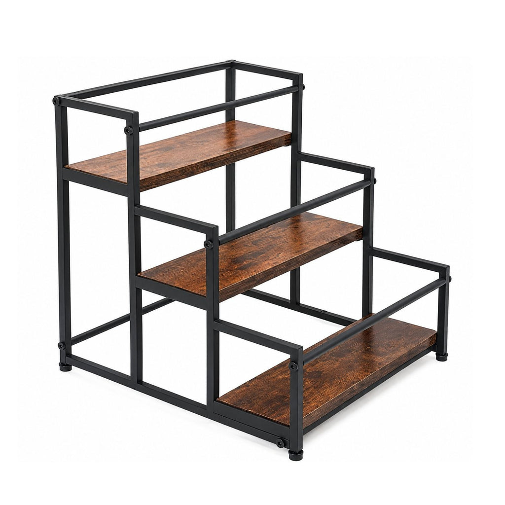Coffee Syrup Rack Organizer Metal Bottle Holder Rustic Countertop Display Shelf