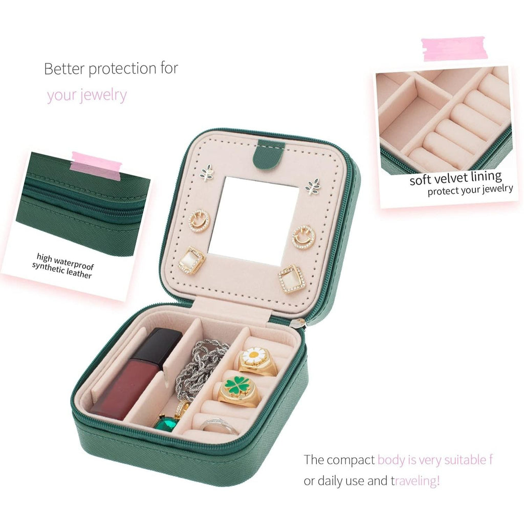 Travel Jewelry Organizer Case with Mirror Portable Jewelry Box