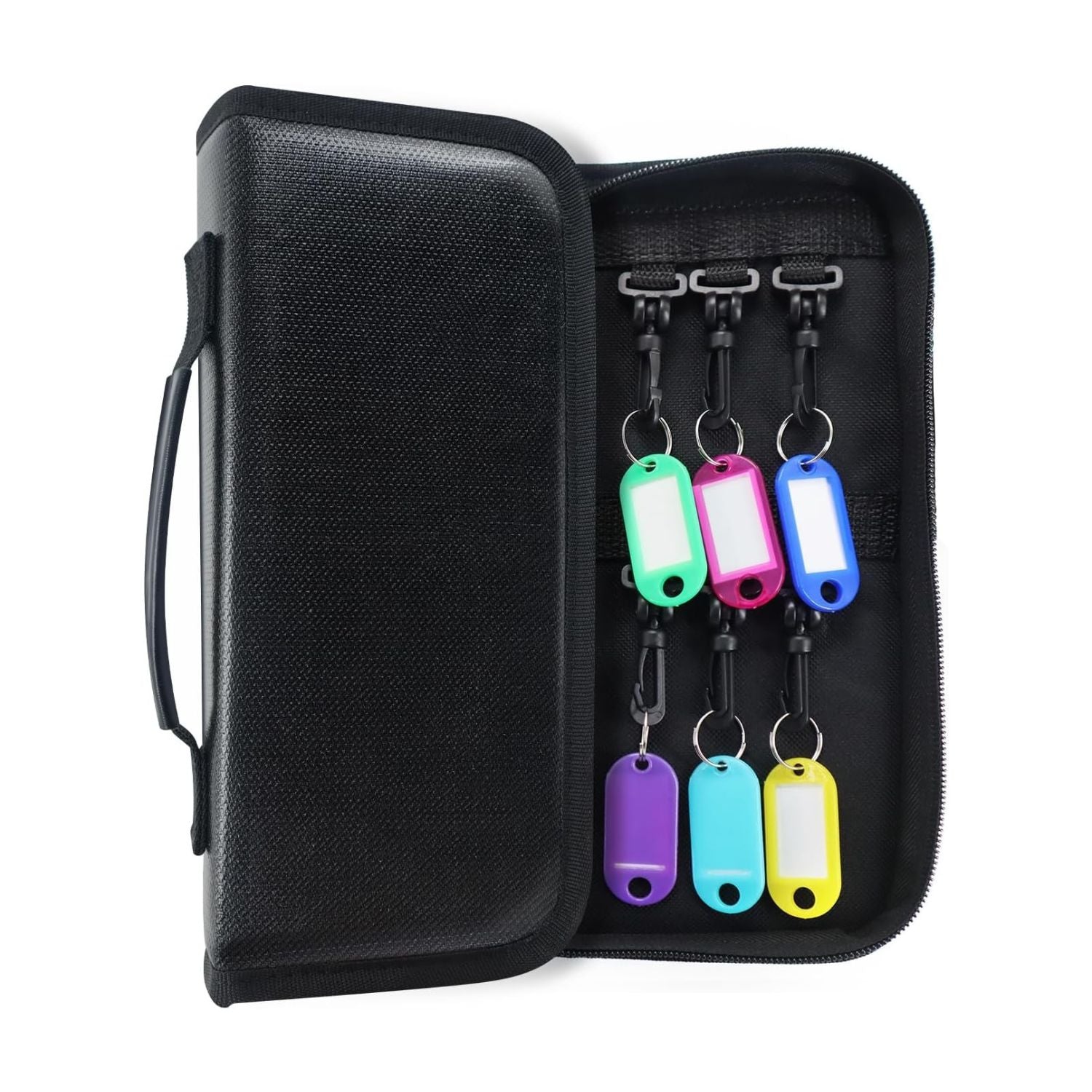 Waterproof Zippered Key Case with 12 Hooks and Tags Portable Key Organizer