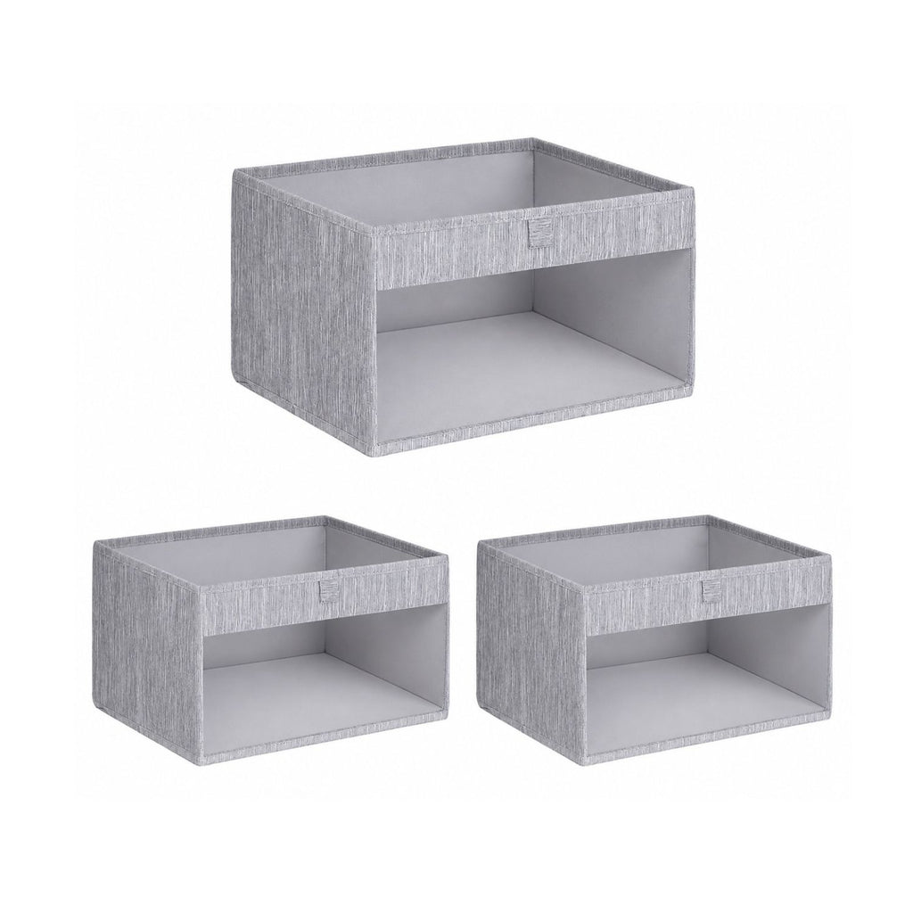Pack of 3 Large Closet Storage Bins with Clear Window and Handles