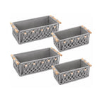 Pack of 4 Macrame Storage Baskets with Wood Handles