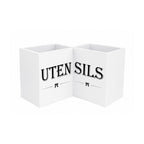 Extra Large Wooden Kitchen Utensil Holder with 3 Compartments Countertop Organizer