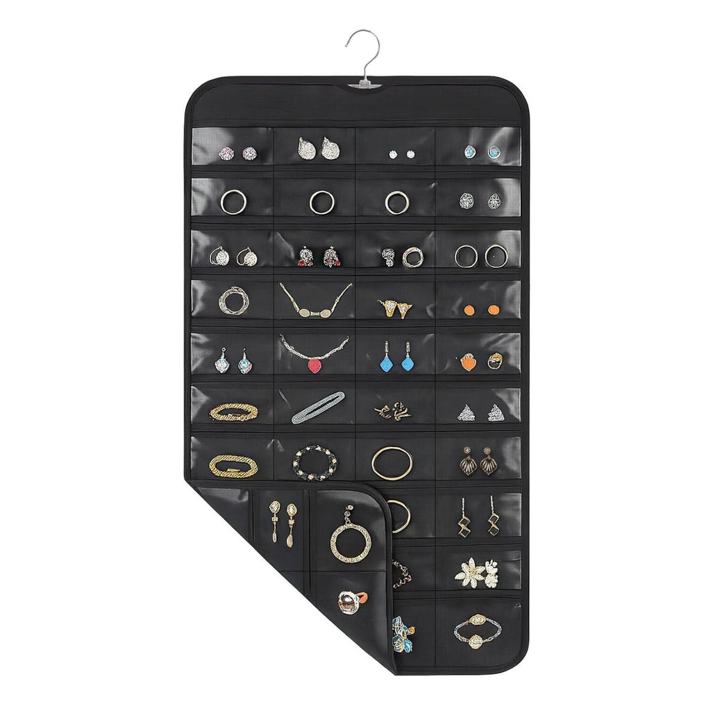 Hanging Jewelry Organizer with 80 Clear Pockets