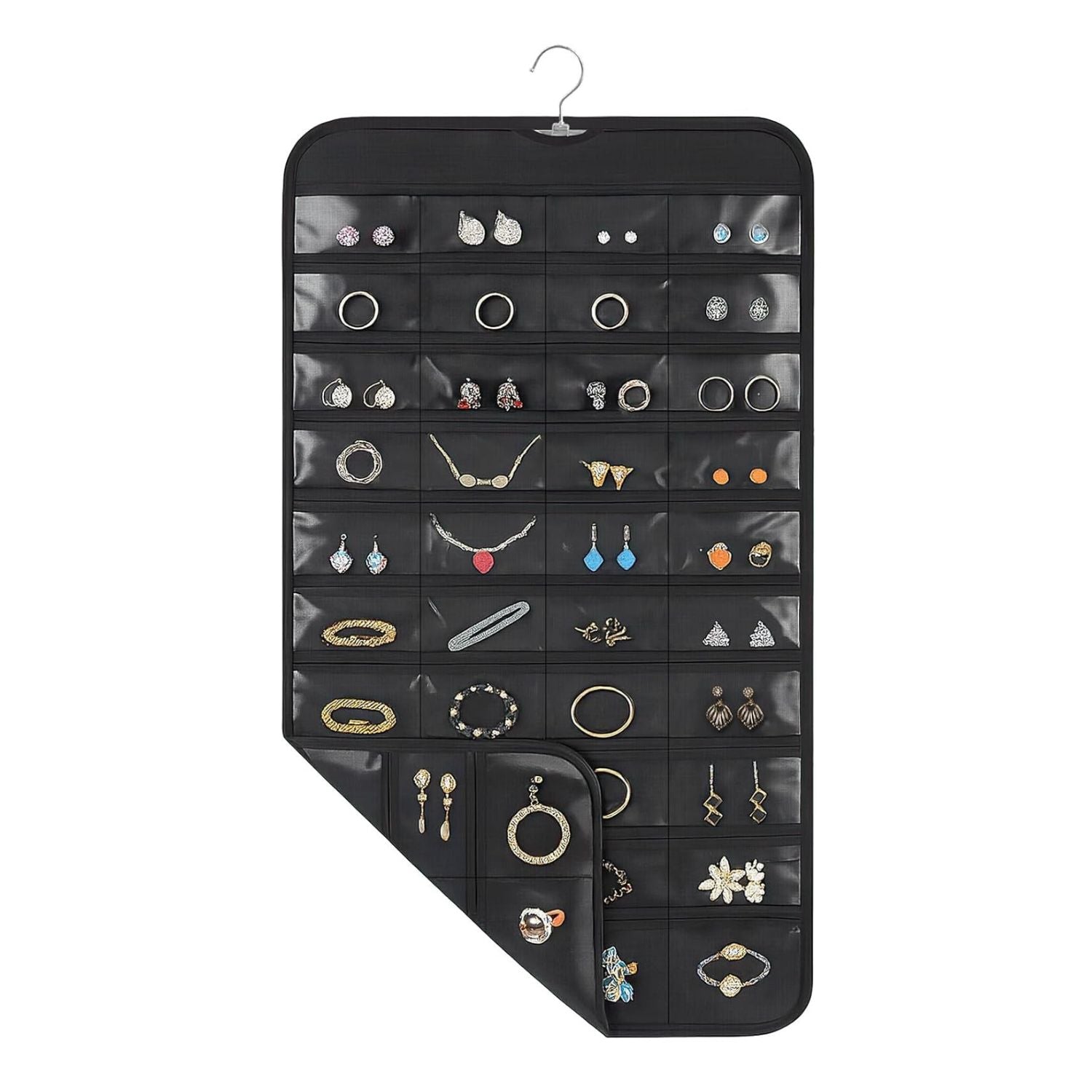 Hanging Jewelry Organizer with 80 Clear Pockets