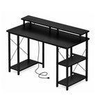 Computer Gaming Desk with LED Lights Power Outlet Monitor Stand 47-Inch