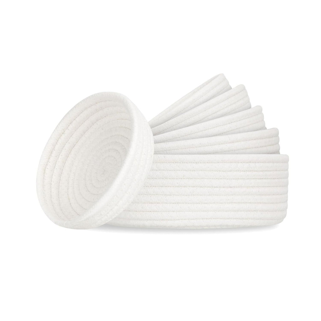 Pack of 6 Small Cotton Rope Storage Baskets Decorative Woven Organizer Bins