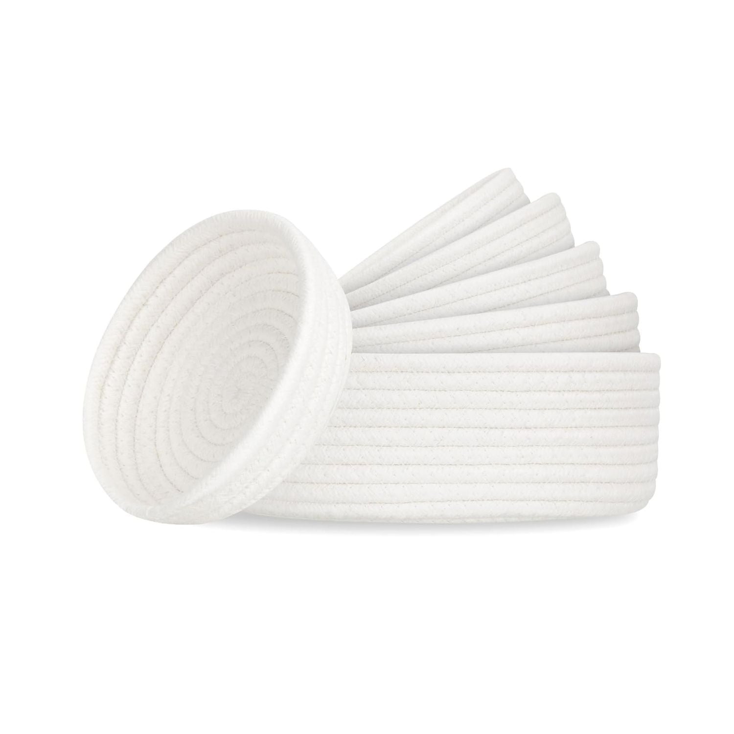 Pack of 6 Small Cotton Rope Storage Baskets Decorative Woven Organizer Bins