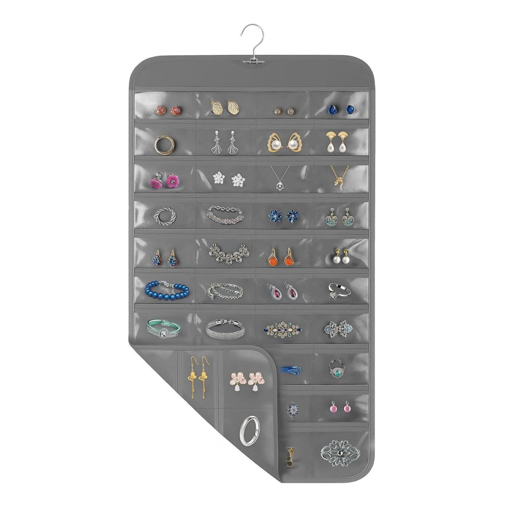 Hanging Jewelry Organizer with 80 Clear Pockets