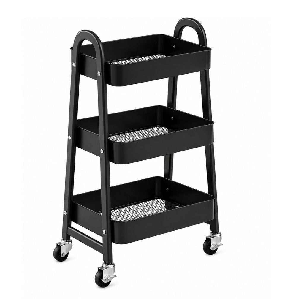 3Tier Small Rolling Metal Storage Organizer Mobile Utility Cart