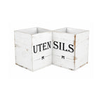 Extra Large Wooden Kitchen Utensil Holder with 3 Compartments Countertop Organizer
