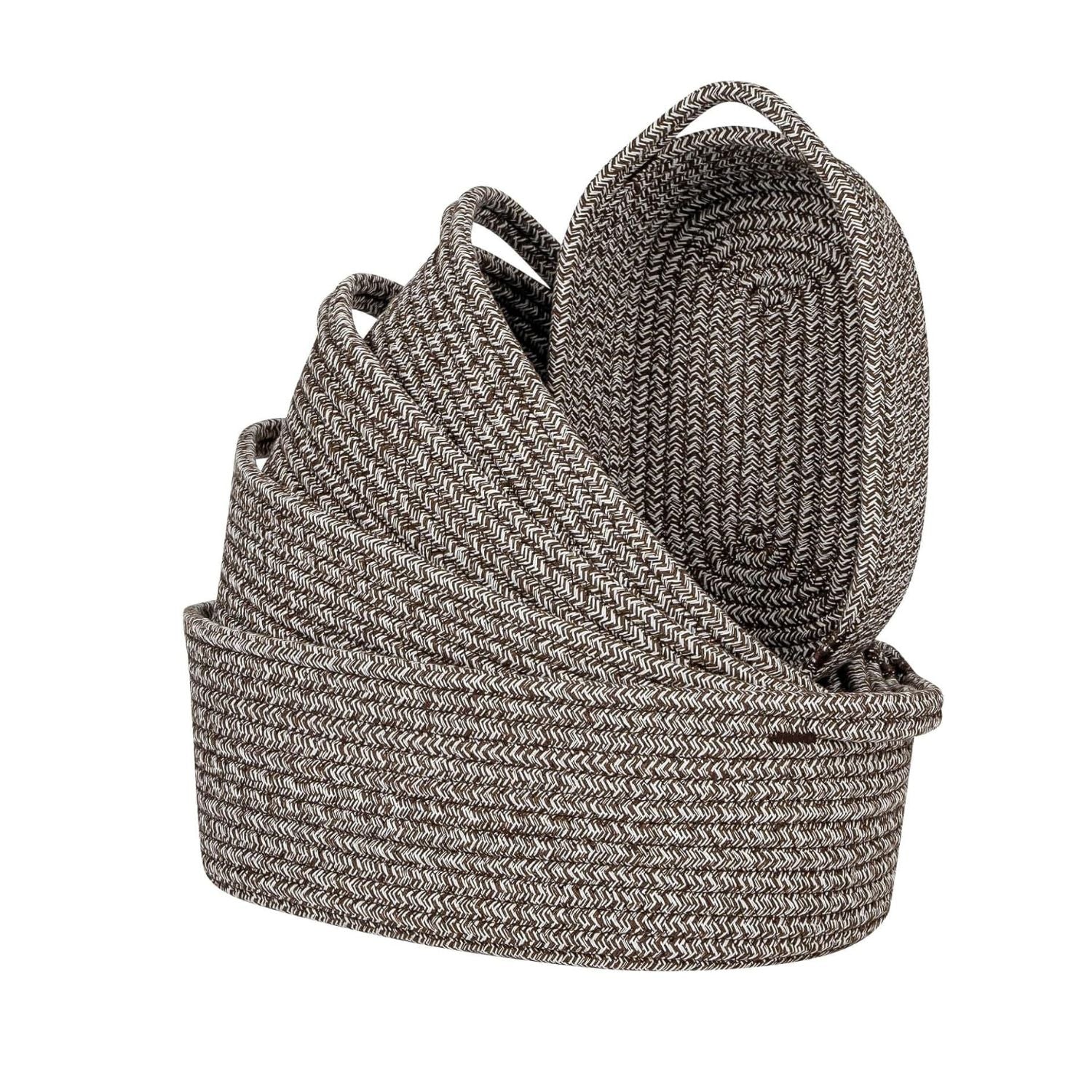 Pack of 5 Small Cotton Rope Storage Baskets with Handles Decorative Organizer