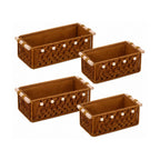Pack of 4 Macrame Storage Baskets with Wood Handles