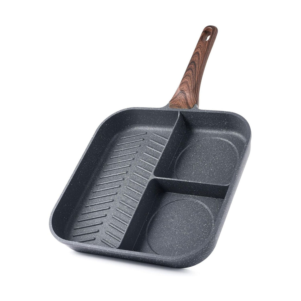 Nonstick Square Grill Pan with Pour Spouts for Stovetop