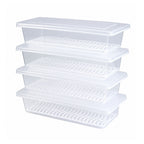 Pack of 4 Food Storage Containers with Removable Drain Tray and Lids