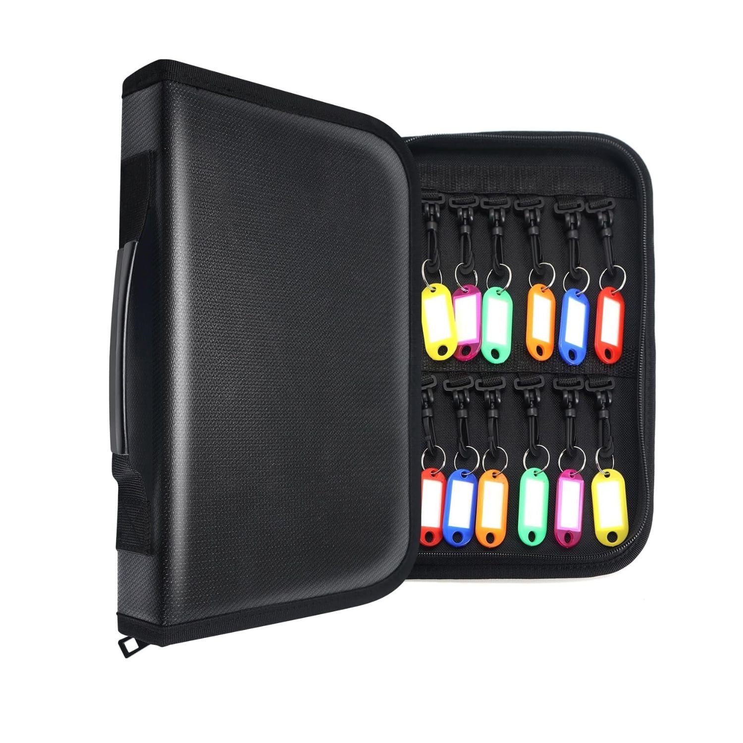 Waterproof Zippered Key Case with 12 Hooks and Tags Portable Key Organizer